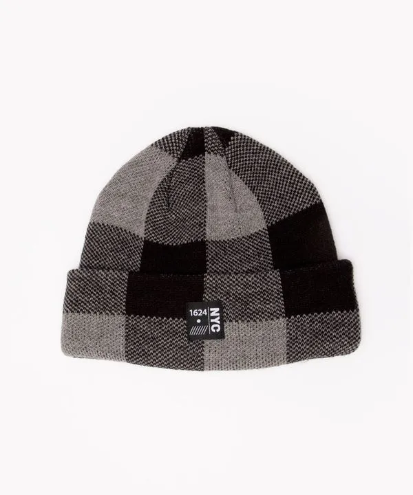 gorro de tricô xadrez nyc cinza médio Único