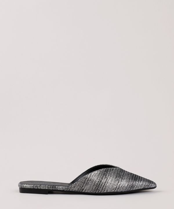 Mule Feminino Oneself Bico Fino com Lurex prata 37