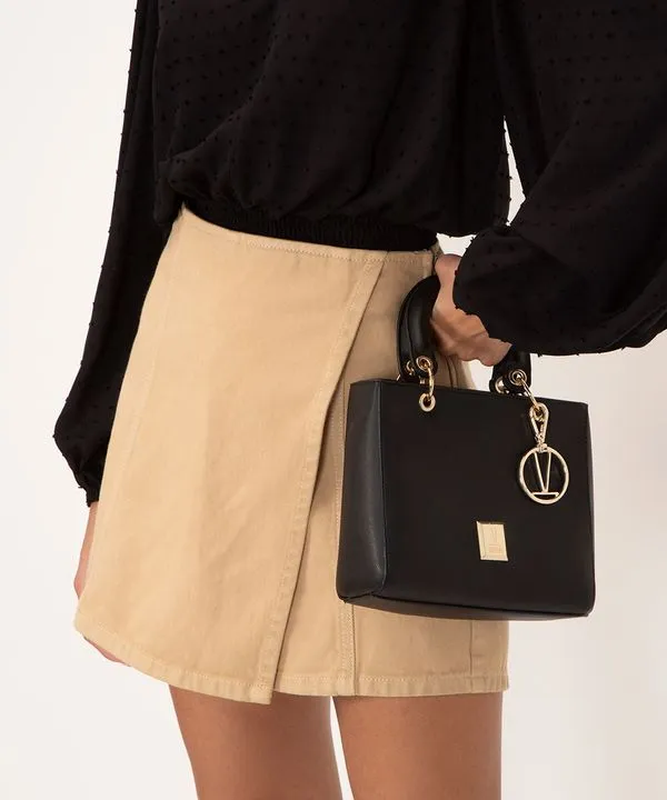 short saia de sarja cintura alta com transpasse kaki 40