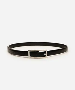 cinto feminino fino essencial com fivela retangular preto 95CM