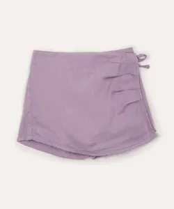 short saia infantil com linho e cordão lilás 12