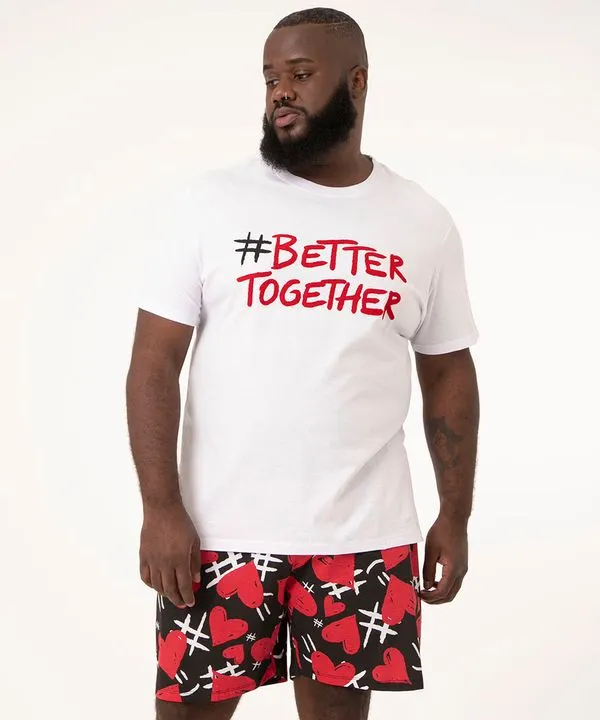 pijama plus size manga curta better together branco GG2