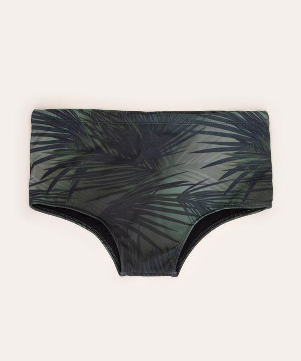 sunga tradicional estampada folhagem com proteção uv50+ verde escuro GG