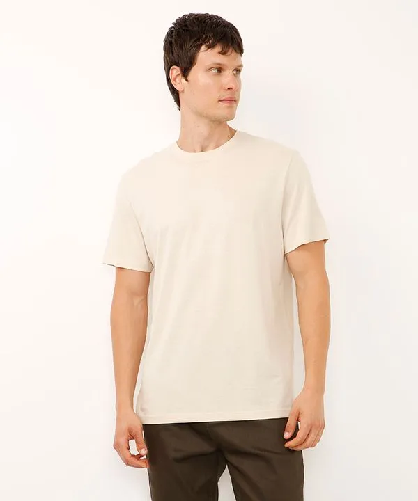 camiseta de algodão pima manga curta bege P