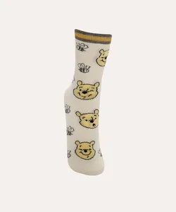 meia cano longo ursinho pooh com lurex off white 34-39