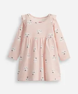 vestido infantil manga longa gatinha rosa 4