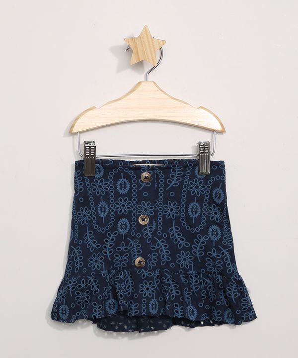 Saia Infantil em Laise com Babado Azul Marinho 4