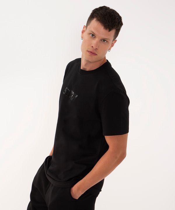camiseta de algodão tempestade manga curta preto GG