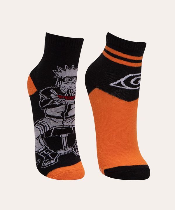 kit de 2 pares de meias cano médio naruto multicor 34-37