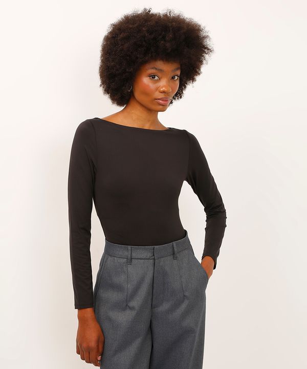 body decote canoa manga longa preto M