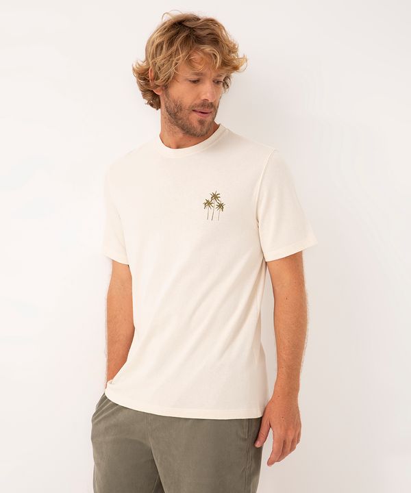 camiseta de algodão coqueiros manga curta bege claro M