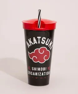 copo 2 em 1 com canudo naruto preto Único