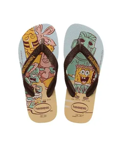 chinelo infantil estampado bob esponja havaianas bege 25-26