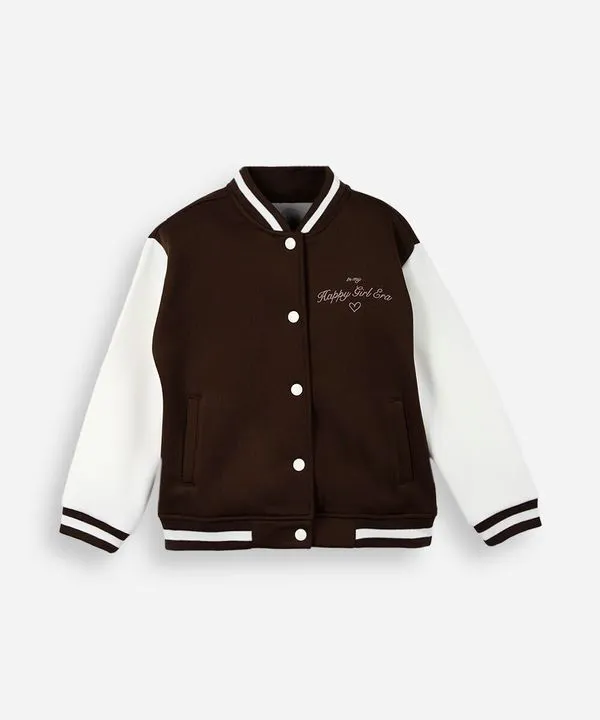 jaqueta bomber infantil de moletom college marrom 6