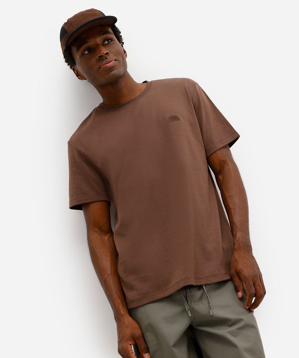 camiseta masculina manga curta com bordado marrom GG