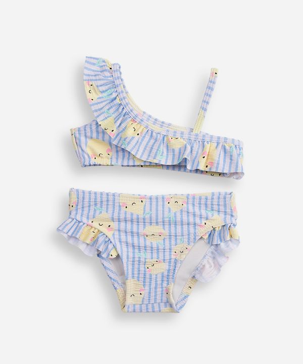 biquíni infantil com babado listrado off white 2