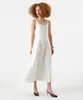 vestido midi feminino evasê de viscose com recortes texturizado off white GG