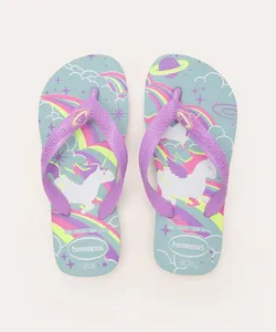 chinelo infantil unicórnio havaianas azul claro 31-32