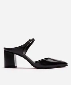 mule bico quadrado com salto mindset preto 39