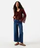 calça wide leg cropped feminina jeans azul 40