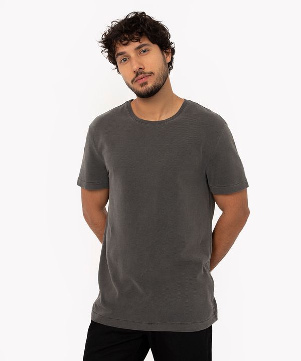 camiseta de algodão texturizada manga curta cinza escuro PP