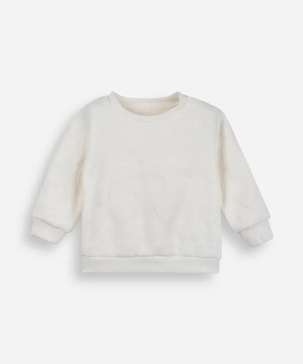 blusão infantil textura coração off white 1