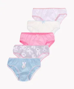 kit de 5 calcinhas de algodão coelho e poá colorido 2