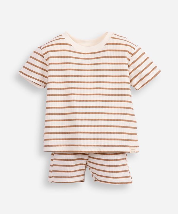 conjunto infantil curto listrada bege 5