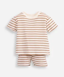 conjunto infantil curto listrada bege 2