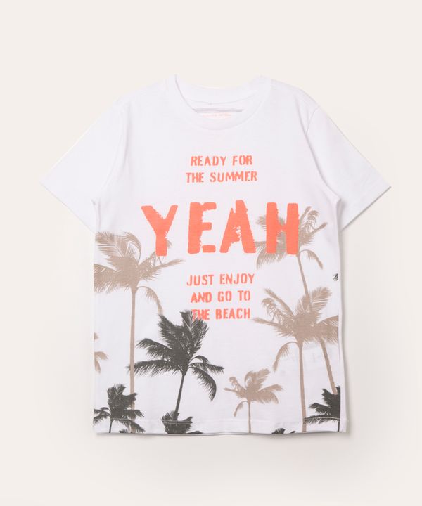 camiseta infantil de algodão manga curta coqueiros off white 10