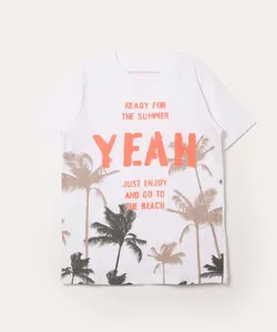 camiseta infantil de algodão manga curta coqueiros off white 4