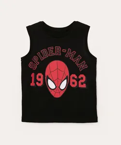 regata infantil de algodão homem aranha preto 4