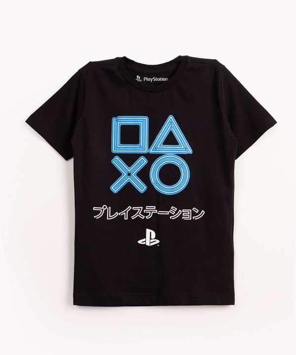 camiseta de malha infantil playstation manga curta preto 10