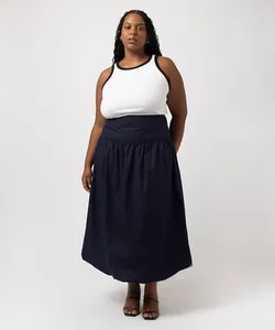 saia midi de balonê plus size azul 54