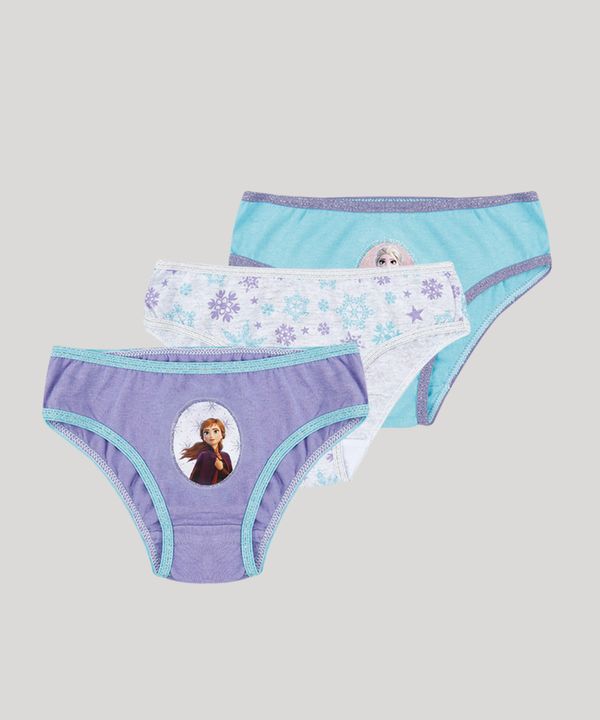 Kit 3 calcinhas infantil Frozen Multicor 10