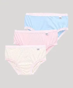 Kit de 3 Calcinhas Infantis com Babados DelRio Multicor 7-9