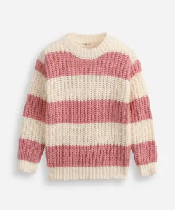 suéter infantil de tricot listrado rosa 12