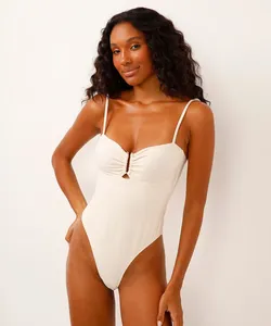 maiô decote coração com lurex branco G