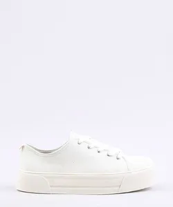 Tênis Feminino Flatform Moleca em Lona Bege Claro 34