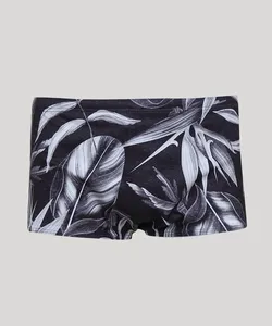 Sungão Masculino Estampado de Folhagem Proteção UV50+ Preta M