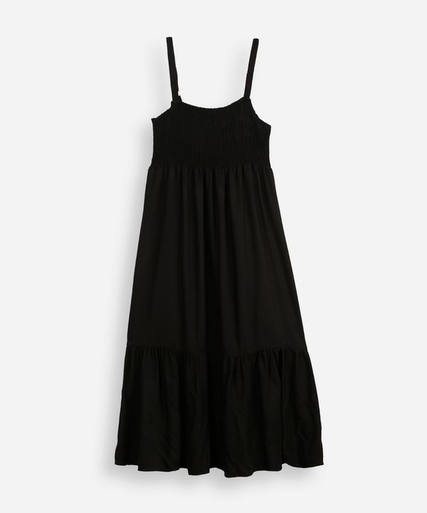vestido midi juvenil de viscose com fenda preto 12
