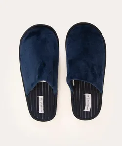 pantufa em fleece forro listrado azul M