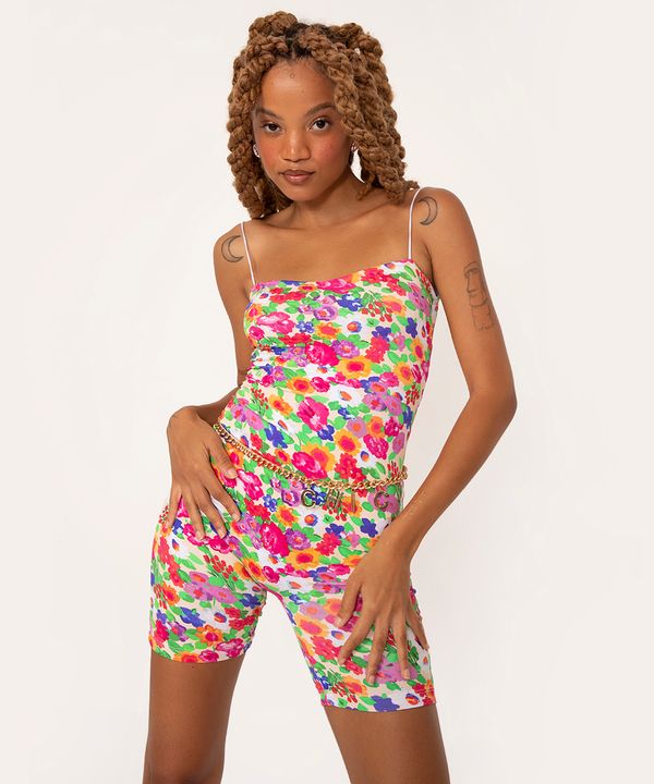 macaquinho de poliamida alça fina floral alexia hentsch off white GG