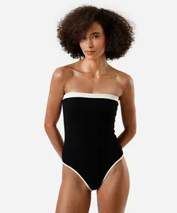 maiô sem alça feminino bicolor preto P