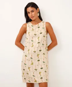 vestido curto de viscose halterneck coqueiro bege M
