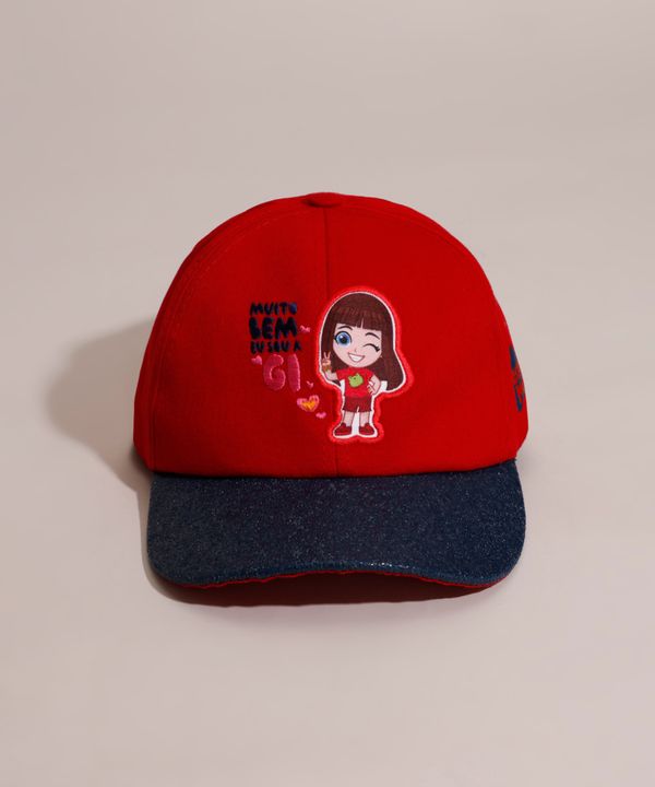 Boné Infantil Aba Curva Glitter "Eu sou a Gi" Luccas Neto Vermelho G