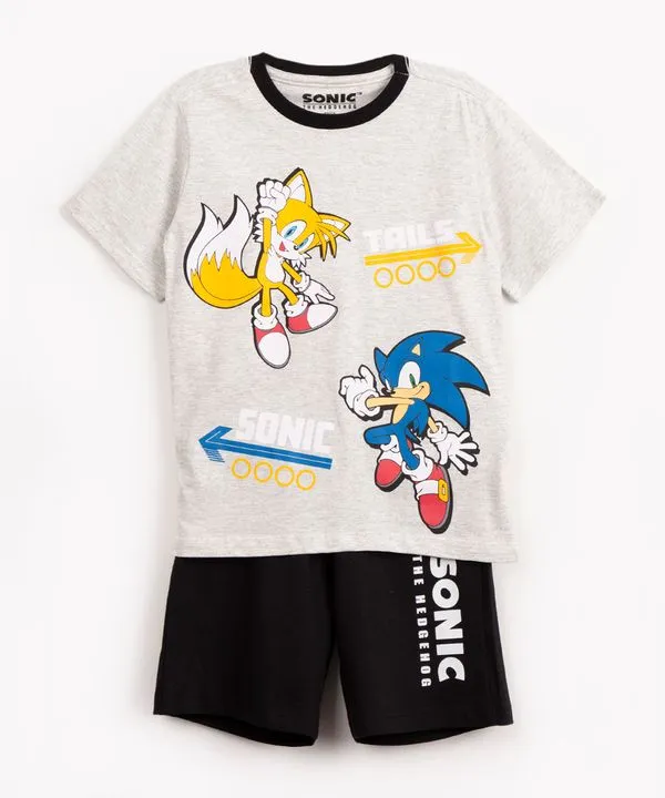 pijama de algodão infantil sonic manga curta off white 12