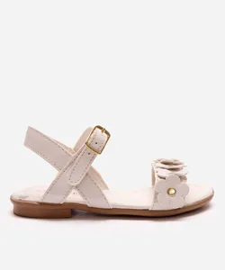 sandália infantil com flores off white 24