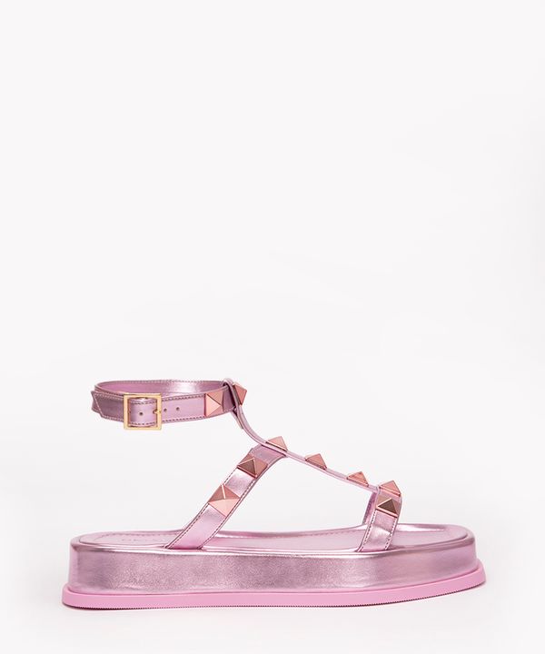 rasteirinha flatform com tachas oneself rosa 36