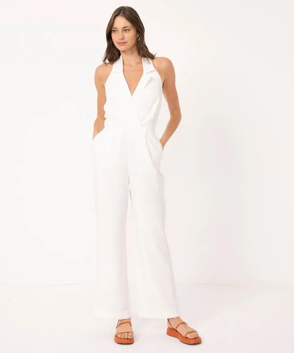 macacão frente única transpassado off white M